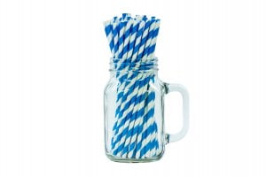 8" Malibu Blue & White Paper Straw - 6mm-0